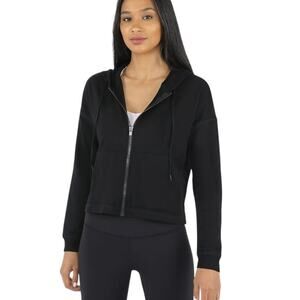 90 Degree by Reflex Women's French Terry Full Zip Front Hoodie Black Size XXL